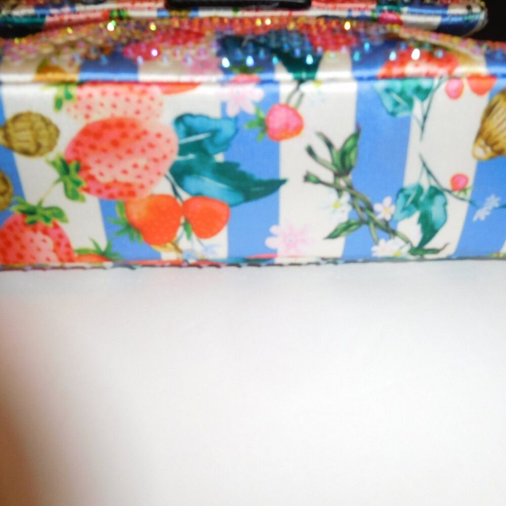 Kurt Geiger Mini Kensington Blue/Pink Fabric W/Crystal Embellished Crossbody NWT - Picture 7 of 9